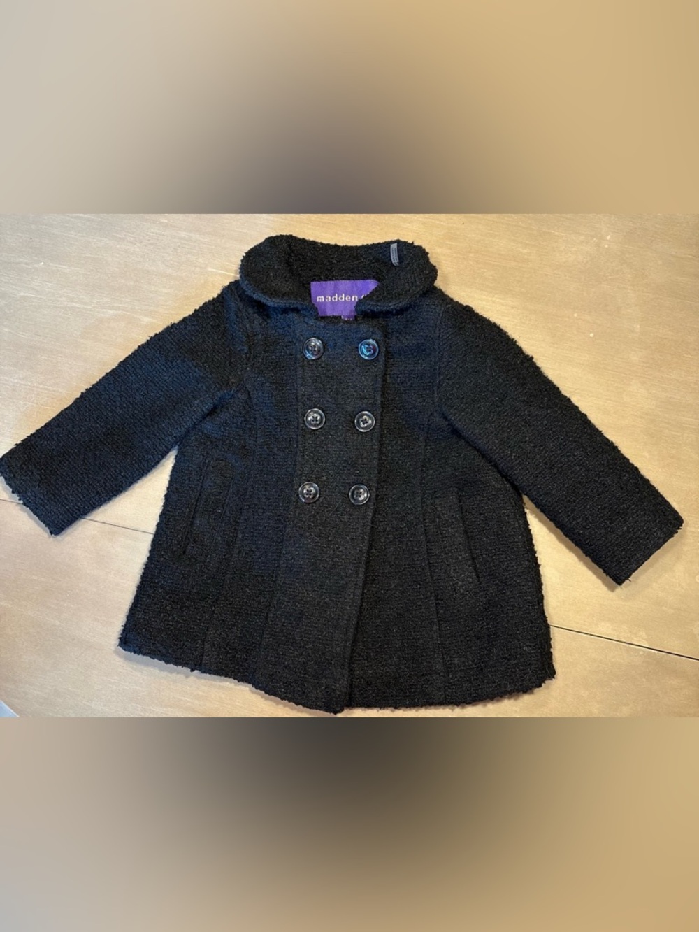 5/$30 Madden Girl Black Double-Breasted Peacoat Jacket 18M